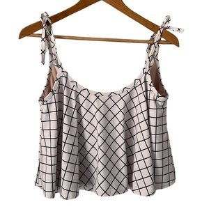 Kortni Jeane Swing Top White/Black Grid Swimsuit Top Size XL